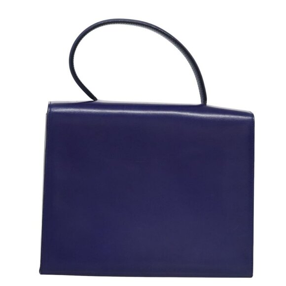 CELINE Hand Bag Leather Blue Gold Auth BD984 - Picture 3 of 16